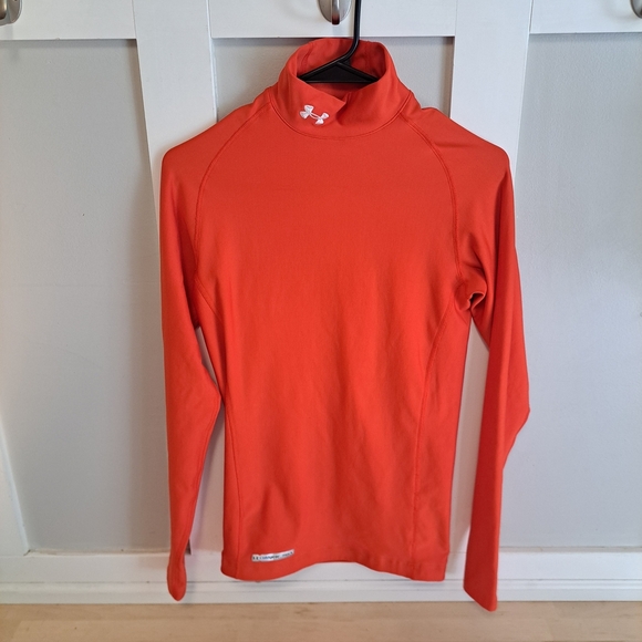 Under Armour Men’s ColdGear Mock Compression Long Sleeve-Orange-Size Medium - Picture 1 of 5